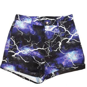 L Lightning Storm Blue Purple Short Shorts Size Shein